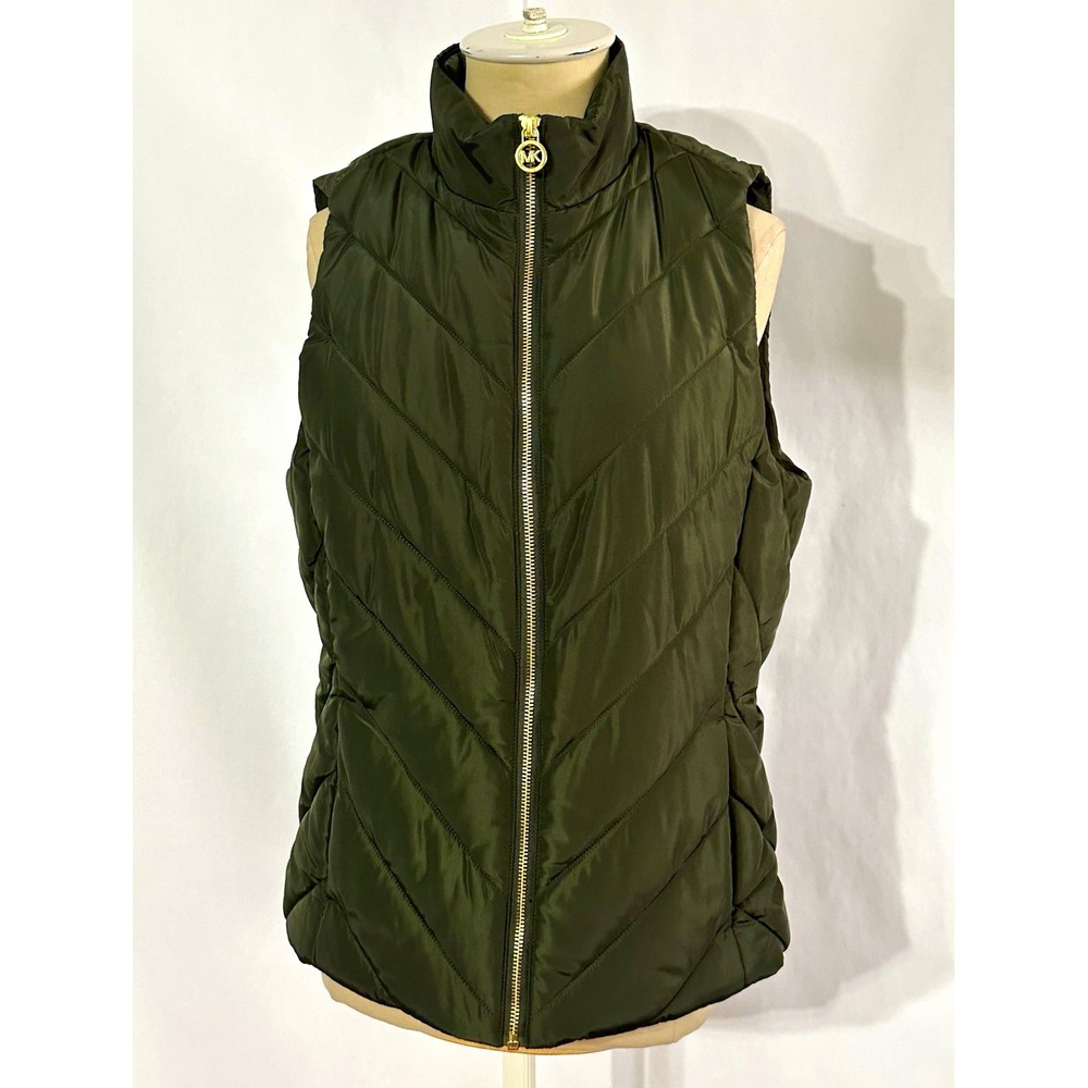 Michael Kors Women's Small Full Zip Chevron Quilted Puffer Vest